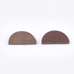 Brun De Noix De Coco Perles de bois naturel peintes, demi-cercle, brun coco, 15x30x4mm, Trou: 1.5mm