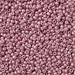 (553F) Matte Galvanized Pink Toho perles de rocaille rondes, perles de rocaille japonais, givré, (553 f) rose galvanisé mat, 8/0, 3mm, Trou: 1mm, à propos 222pcs / bouteille, 10 g / bouteille