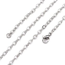 Нержавеющая Сталь Цвет Классические простые 304 мужские женские ожерелья из нержавеющей стали из нержавеющей стали, с карабин-лобстерами , цвет нержавеющей стали, 23.6 дюйм (59.9 см)