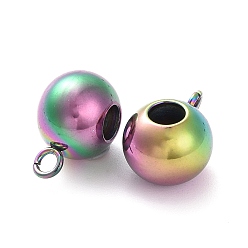 Rainbow Color 304 bélières en tube d'acier inoxydable, cautions en boucle, rondelle perles bélière , couleur arc en ciel, 11x6.5x8mm, Trou: 3mm