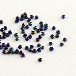 Cadet Blue 12/0 Grade A Round Glass Seed Beads, Metallic Colours Iris, Cadet Blue, 12/0, 2x1.5mm, Hole: 0.3mm, about 30000pcs/bag