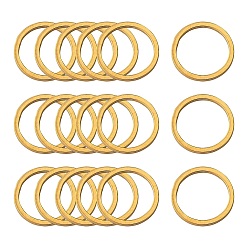 Golden Ion Plating(IP) 304 Stainless Steel Linking Ring, Nickel Free, Round Ring, Golden, 25x0.8mm