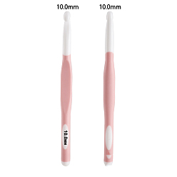 Pink Agujas de ganchillo de plástico abs, con mango tpr, para trenzar herramientas de ganchillo, rosa, 185 mm, pin: 10 mm