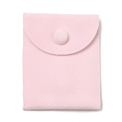 Misty Rose Velvet Jewelry Bags, Jewelry Storage Pouches with Snap Button, Rectangle, Misty Rose, 9.5x7.4x1cm