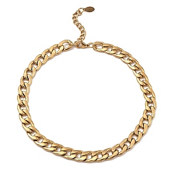 Chapado en Oro Real 18K Collar de cadena de eslabones cubano 304 de acero inoxidable, real 18 k chapado en oro, 16~16-1/8 pulgada (40.5~41 cm)