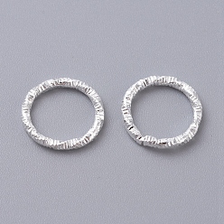 Silver Iron Textured Jump Rings, Open Jump Rings, for Jewelry Making, Silver, 10x1mm, 18 Gauge, Inner Diameter: 7.5mm, about 1900~2000pcs/bag