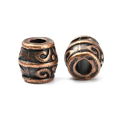 Red Copper Tibetan Style Alloy Beads, Lead Free & Cadmium Free, Barrel, about 8mm wide, 8mm thick, hole: 3.2mm