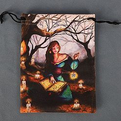 Human Velvet Jewelry Storage Drawstring Pouches, Rectangle Jewelry Bags, for Witchcraft Articles Storage, Human, 18x14cm