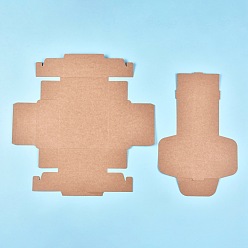BurlyWood Kraft Paper Gift Box, Folding Boxes, Square, BurlyWood, Finished Product: 15x15x6.3cm, Inner Size: 13x13x6cm, Unfold Size: 43.1x43.1x0.03cm and 37.5x24x0.03cm