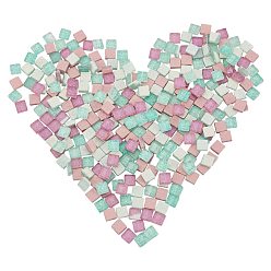Mixed Color Glitter Glass Cabochons, Mosaic Tiles, for Home Decoration or DIY Crafts, Square, Mixed Color, 10x10x4mm, about 282pcs/box