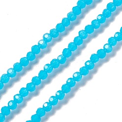 Bleu Ciel Foncé Brins de perles de verre à facettes, ronde, bleu profond du ciel, 32mm, Trou: 4mm, Environ 1 pcs/chapelet, 99~107 (14.09~15.43'' cm)