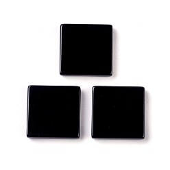 Black Agate Natural Black Agate Cabochons, Square, 20x20x2mm