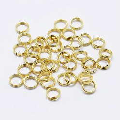Золотой 925 разрезные кольца из стерлингового серебра, кольца прыжок двойной петли, круглые кольца, золотые, 8x2 мм, внутренний диаметр: 6 мм