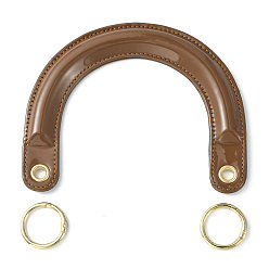 Saddle Brown PU Leather Bag Handles, with Alloy Spring Gate Rings, for Bag Replacement Accessories, Arch, Saddle Brown, 12.5x15.7x1.1cm, Hole: 8mm