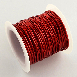 Красный Корейская вощеной шнуры полиэфирные, красные, 1 мм, около 10.93 ярдов (10 м) / рулон, 25 рулонов / мешок