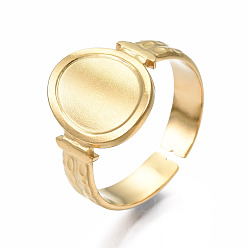 Oro 304 anillo de puño abierto ovalado de acero inoxidable, anillo grueso para mujer, dorado, tamaño de EE. UU. 6 3/4 (17.1 mm)