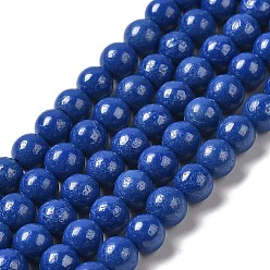 Dark Blue Cubic Zirconia Imitation Pearl Bead Strands, Round, Dark Blue, 5mm, Hole: 0.8mm, about 70~75pcs/strand, 13.66''~14.72''(34.7~37.4cm)