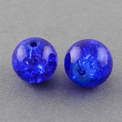 Blue Transparent Crackle Glass Beads Strands, Oval, Blue, 8x5.5~6mm, Hole: 1mm, about 100pcs/strand, 31.4 inch