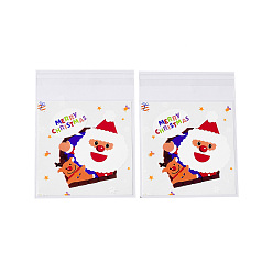 Темно-Оранжевый Пластиковый пакет для выпечки с рождественской тематикой, с самоклеющейся, для шоколада, конфеты, печенье, квадратный, темно-оранжевый, 130x100x0.2 мм, около 100 шт / упаковка