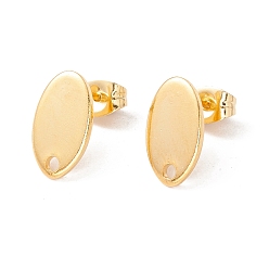 Real 24K Gold Plated 201 Stainless Steel Stud Earring Findings with Hole, 304 Stainless Steel Pins and Ear Nuts, Oval, Real 24K Gold Plated, 12.5x7.5mm, Hole: 1.6mm, Pin: 0.8mm