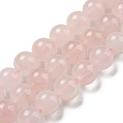Cuarzo Rosa Natural aumentó de perlas de cuarzo hebras, rondo, 8 mm, agujero: 1.2 mm, sobre 46~47 unidades / cadena, 14.57''~15.04'' (37~38.2 cm)
