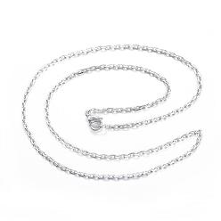 Silver 304 Stainless Steel Cable Chain Necklaces, with Lobster Claw Clasps, Silver Color Plated, 15.7 inch(40cm)