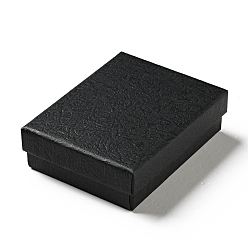 Black Texture Paper Necklace Gift Boxes, with Sponge Mat Inside, Rectangle, Black, 9.1x7x2.7cm, Inner Diameter: 6.5x8.6cm, Deep: 2.5cm
