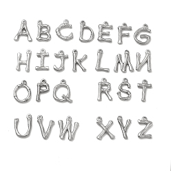 Letter A~Z 304 colgantes de acero inoxidable, color acero inoxidable, letra a Z ~, 18x10.5~16x2.5 mm, agujero: 1.8 mm