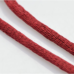 Темно-Красный Макраме Rattail китайские шнуры узел приготовления круглый нейлон плетеный строк темы, атласный шнур, темно-красный, 2 мм, около 10.93 ярдов (10 м) / рулон
