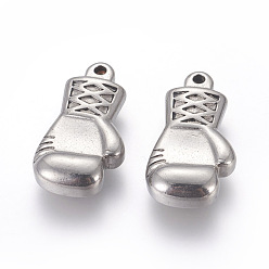 Stainless Steel Color 304 Stainless Steel Pendants, Boxing Gloves, Stainless Steel Color, 27x14.5x6mm, Hole: 2mm