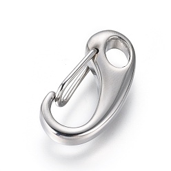 Stainless Steel Color 304 Stainless Steel Keychain Clasp Findings, Snap Clasps, Stainless Steel Color, 26x13x4.5mm, Hole: 6x4mm