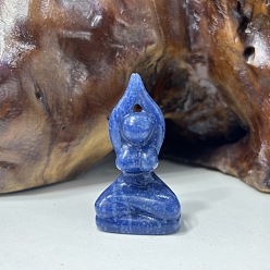Aventurine Bleue Figurines de déesse du yoga de guérison sculptées en aventurine bleue naturelle, Décorations d'affichage en pierre d'énergie reiki, 50~60mm