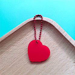 Heart Acrylic Big Pendant Decoration, with Ball Chains, Heart, 60mm