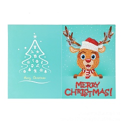 Deer DIY Diamond Painting Greeting Card Kits, including Paper Card, Paper Envelope, Resin Rhinestones, Diamond Sticky Pen, Tray Plate and Glue Clay, Deer Pattern, Paper: 180x260mm, 1pc