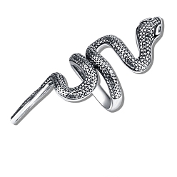 Змея Открытая манжета из сплава, петля спицами петля крючком, держатель нитенаправителя для женщин, античное серебро, змея, Внутренний диаметр: 1.9 cm