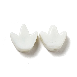 White Glass Beads, Tulip Flower, White, 16x16x5.5~6mm, Hole: 2mm