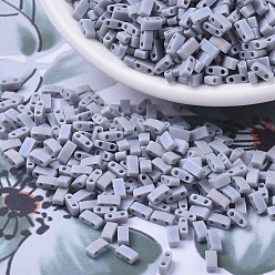 (HTL498FR) Matte Opaque Cement Grey AB MIYUKI Half TILA Beads, Japanese Seed Beads, 2 Hole, (HTL498FR) Matte Opaque Cement Grey AB, 5x2.3x1.9mm, Hole: 0.8mm, about 1250pcs/50g