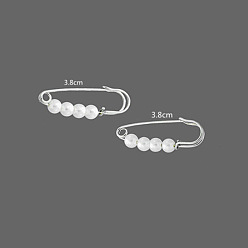 White Imitation Pearl Safety Pin Brooches, Alloy Waist Pants Extender for Women, Platinum, White, 38mm