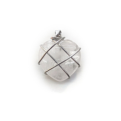 Хрусталь Подвески из медной проволоки из натурального кварца, сердце прелести, серебро , 20 мм