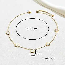 White Golden Stainless Steel Flower Pendant Necklace for Women, White, 16.14 inch(41cm)
