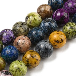 Mixed Color Natural Larvikite Beads Strands, Dyed, Round, Mixed Color, 8~8.5mm, Hole: 1mm, about 47~49pcs/strand, 14.5 inch~14.9 inch(37~38cm)