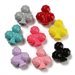 Couleur Mélangete Perles acryliques de peinture de cuisson opaque, club de poker à facettes, couleur mixte, 20.5x19.5x10.5mm, Trou: 3.2mm