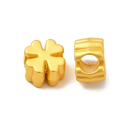 Matte Gold Color Rack Plating Alloy European Beads, Large Hole Beads, Clover, Matte Gold Color, 9.5x9x6.5mm, Hole: 4mm