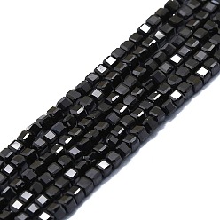 Spinel Natural Black Spinel Beads Strands, Faceted, Cube, 2x2x2mm, Hole: 0.6mm, about 182pcs/strand, 15.16''~15.55''(38.5~39.5cm)