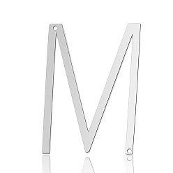 Letter M 201 Stainless Steel Links connectors, Letter, Stainless Steel Color, Letter.M, 37.5x26.5x1mm, Hole: 1mm