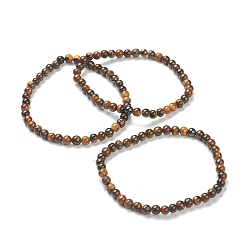 Œil De Tigre Tigre naturel bracelets en perles d'oeil extensibles, ronde, perles: 4~5 mm, diamètre intérieur: 2-1/4 pouce (5.65 cm)