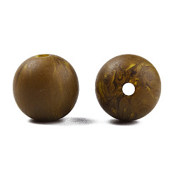 Camel Frosted Resin Beads, Imitation Gemstone, Round, Camel, 12x11.5mm, Hole: 1.5~3mm