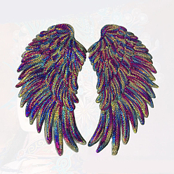 Colorful Wing Glitter Cloth Patches, Computerized Embroidery Cloth Iron on/Sew on Patches, Costume Accessories, Colorful, 205x100mm