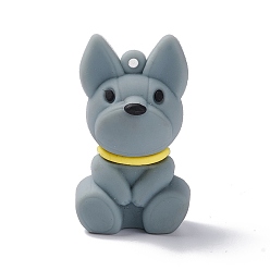 Dog PVC Plastic Cartoon Pendants, for DIY Keychain Making, Dog Pattern, 49x29x23.5mm, Hole: 2mm