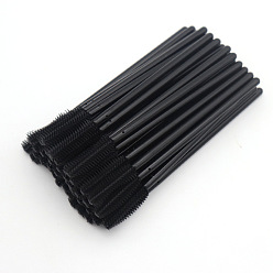 Negro Cepillo de cejas desechable de silicona, varitas de rímel, para extensiones herramientas de maquillaje de pestañas, negro, 10.7x0.4 cm